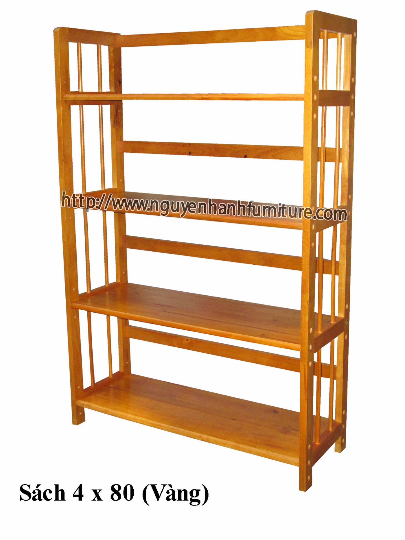 Name product: 4 storey Adjustable Bookshelf 80 (Yellow) - Dimensions: 80 x 28 x 120 (H) - Description: Wood natural rubber